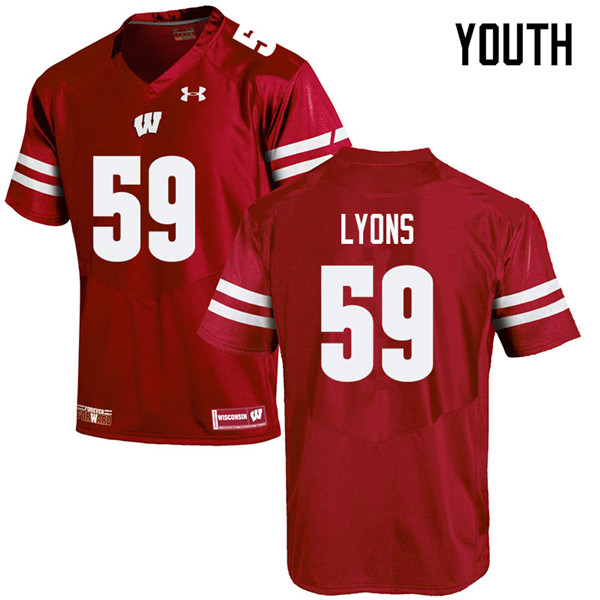 Youth #59 Andrew Lyons Wisconsin Badgers College Football Jerseys Sale-Red - Click Image to Close